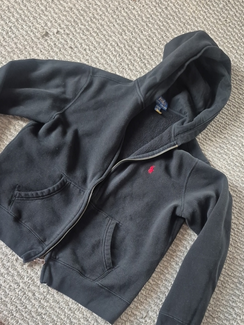 Polo by Ralph Lauren Kids Black Full-Zip Hoodie with Red Pony